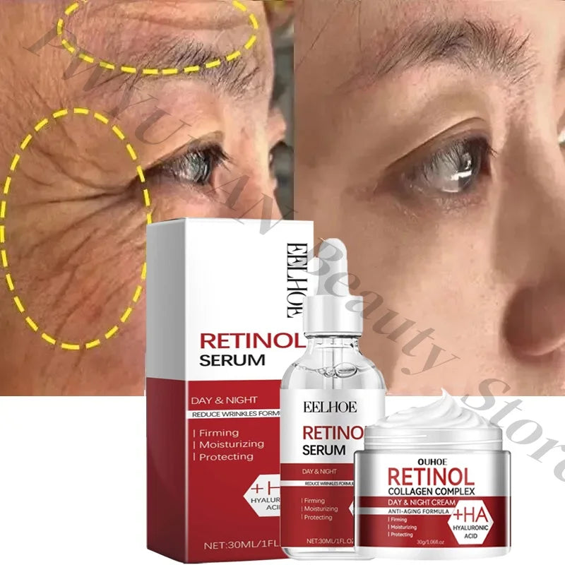 Retinol Anti-Aging Serum,  Eye Stick &  Wrinkle Repair Face Set  for a Youthful Look