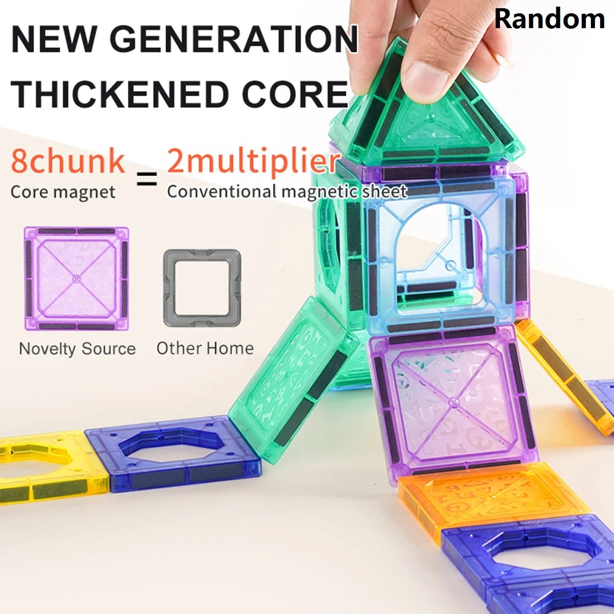 Magnet Building Tiles Construction Set,  Clear Magnetic 3D Blocks Construction Playboards