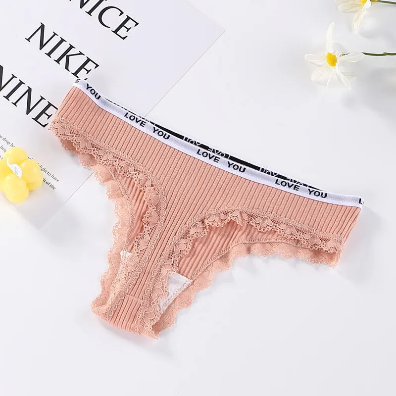 3PCS Set Low Waist Lace Thong – Cotton Panty for Women