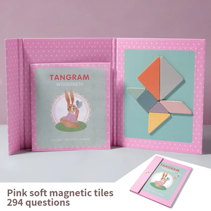 Magnetic Wooden Tangram Puzzle Book – Montessori Learning Toy for Kids