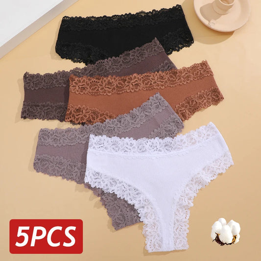 5Pcs Set Plus Size Brazilian Lace Panty – Soft, Breathable & Stylish