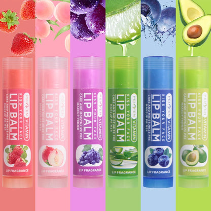 DNM 6PCS  Fruit-Flavored Lip Balm – Moisturizing & Daily Lip Care