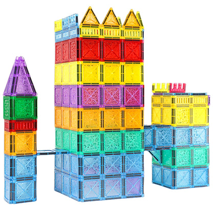 Magnet Building Tiles Construction Set,  Clear Magnetic 3D Blocks Construction Playboards