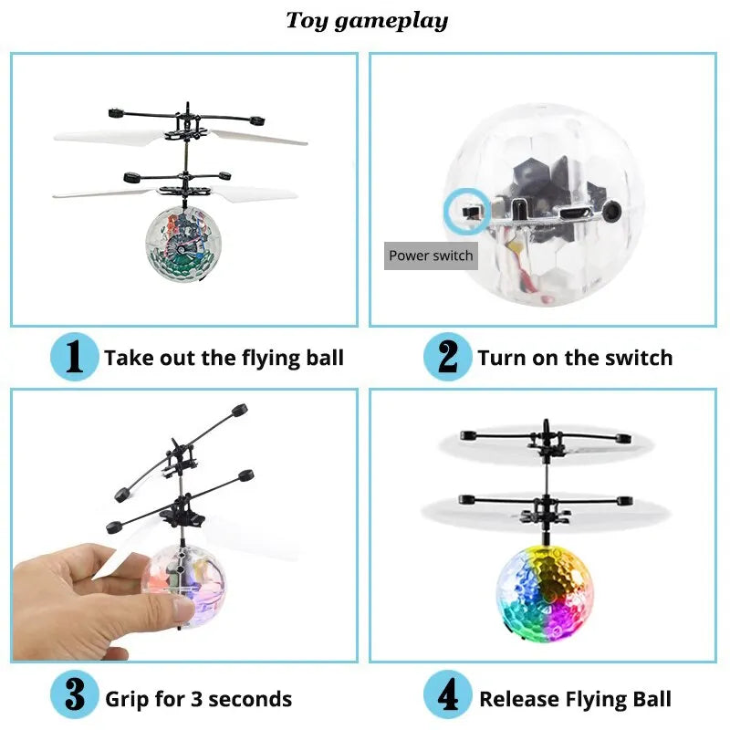 Magic Flying Ball Toy - Infrared Induction RC Helicopter Drone Colorful Glowing Toys Gift For Kids