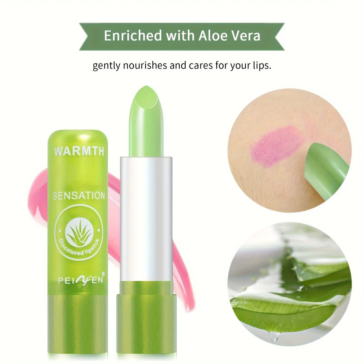 12PCS Aloe Extract Color-Changing Lip Balm – Long-Lasting Moisture & Shine