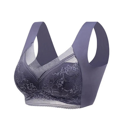 Plus Size L-6L Lace Wireless Push Up Bra – Ultra-Soft Ice Silk Seamless Bralette