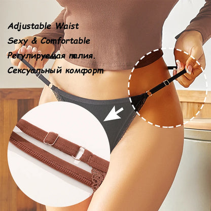 5Pcs Set  Cotton G-String Thong Panty   – Adjustable Waist T-Back Lingerie