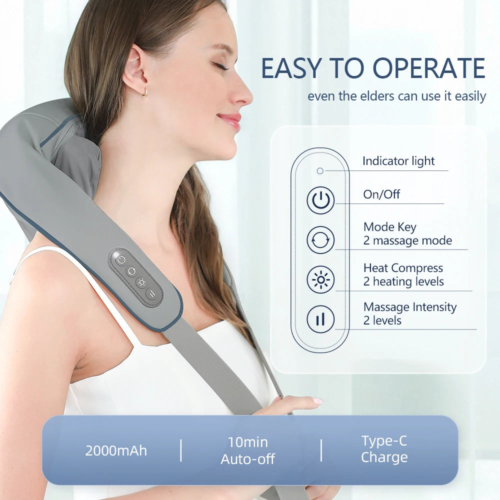 Foreverlily Cordless Neck & Back Massager – Shiatsu Deep Kneading, Ultimate Shoulder & Cervical Relaxation