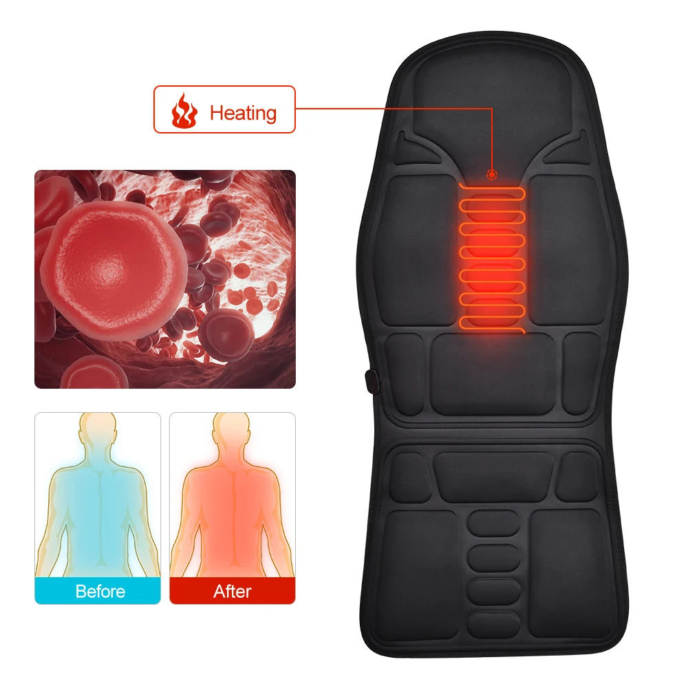 🌟 Heated Massage Chair Pad – Ultimate Comfort for Home & Car