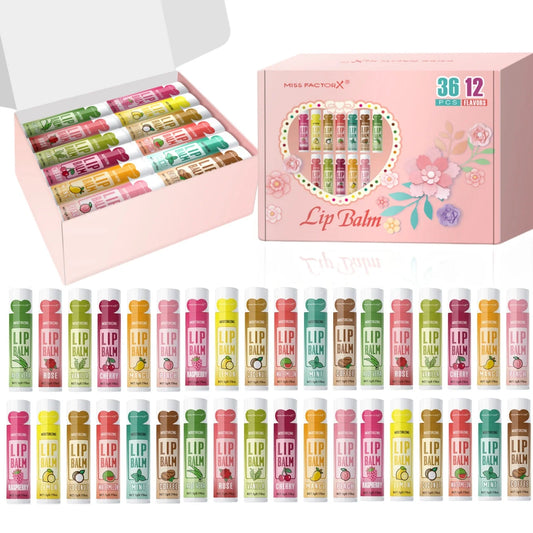 36PCS Moisturizing Lip Balm Set – Hydrating & Brightening for Soft, Smooth Lips