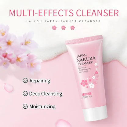 Sakura Facial Cleanser –Gentle Moisturizing, Remove Grease & Improve Oily Skin