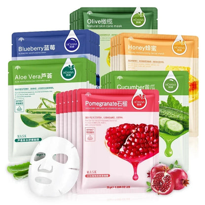 30pcs Natural Plant Facial Mask – Moisturizing & Oil Control for Anti-Aging Skin