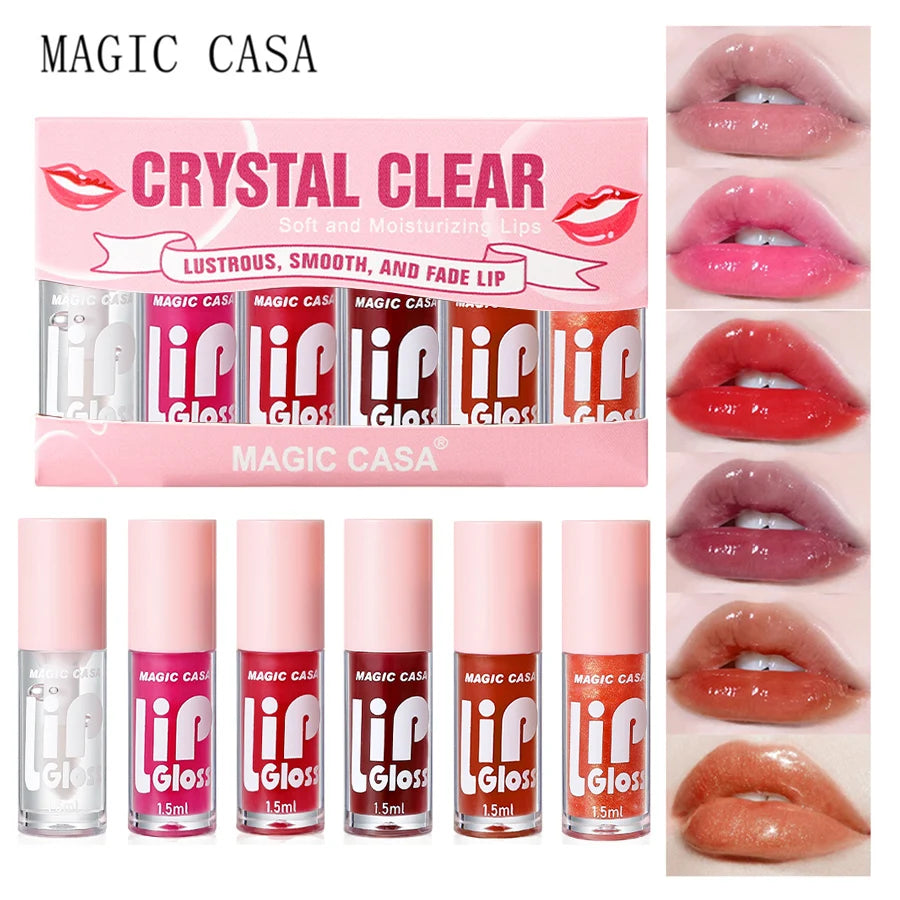 💖 Magic Casa 6-Piece Hydrating Jelly Lip Gloss  Oil – Long-Lasting Moisture & Shine!