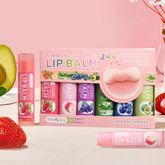 DNM 6PCS  Fruit-Flavored Lip Balm – Moisturizing & Daily Lip Care