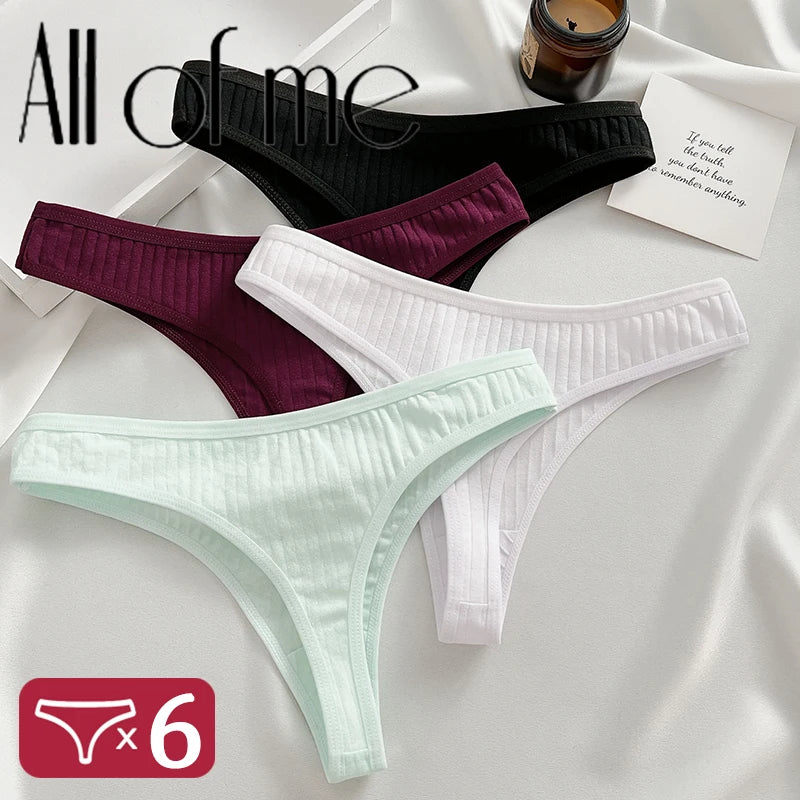 6PCS Set Women's Cotton G-String Thongs Panty– Breathable & Stylish Underwear