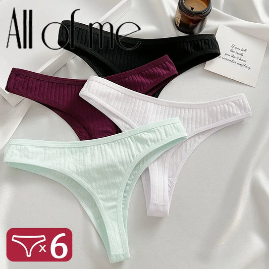 6PCS Set Women's Cotton G-String Thongs Panty– Breathable & Stylish Underwear