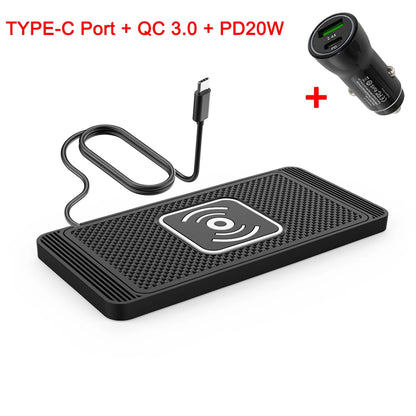 Fast Wireless Car Charger Pad for iPhone 16-12 & Samsung S24/S23 Series