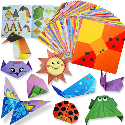 Origami Paper Craft Kit for Kids – DIY Paper Folding Set with Book & 30/96 Sheets