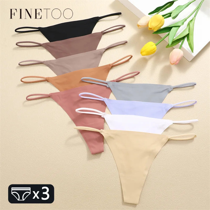 3PCS Set Seamless Thong Panty  – Sexy Low Waist Bikini Panty  for Women