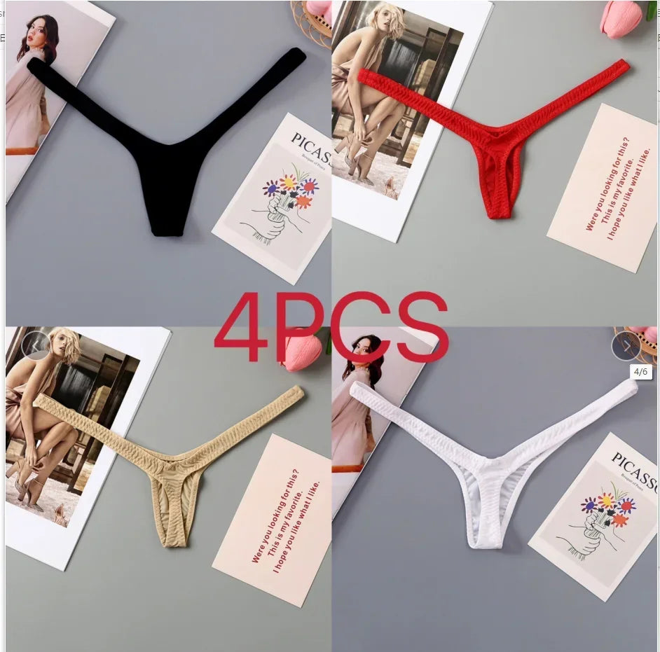 2/4PCS Set Deep V Thong – Sexy & Breathable Mini Bikini Panty for Women