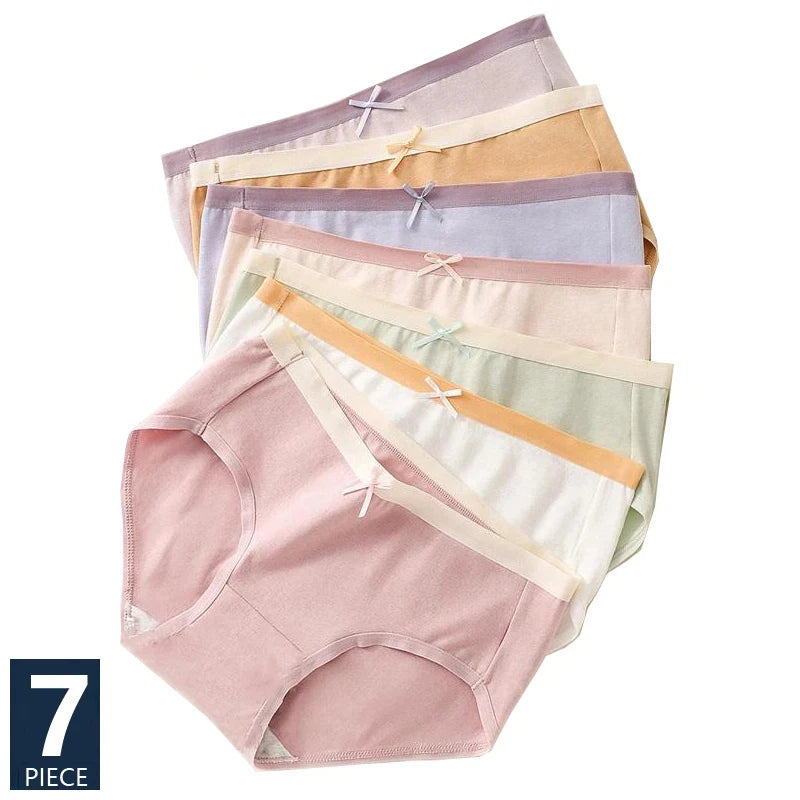 7Pcs Set Cute Bow Cotton Briefs Panty – Comfortable, Sexy, & Low Waist Design