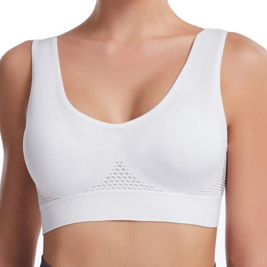 Breathable Grid Sports Bra  S-7XL – Shockproof Yoga & Running Bra for Women