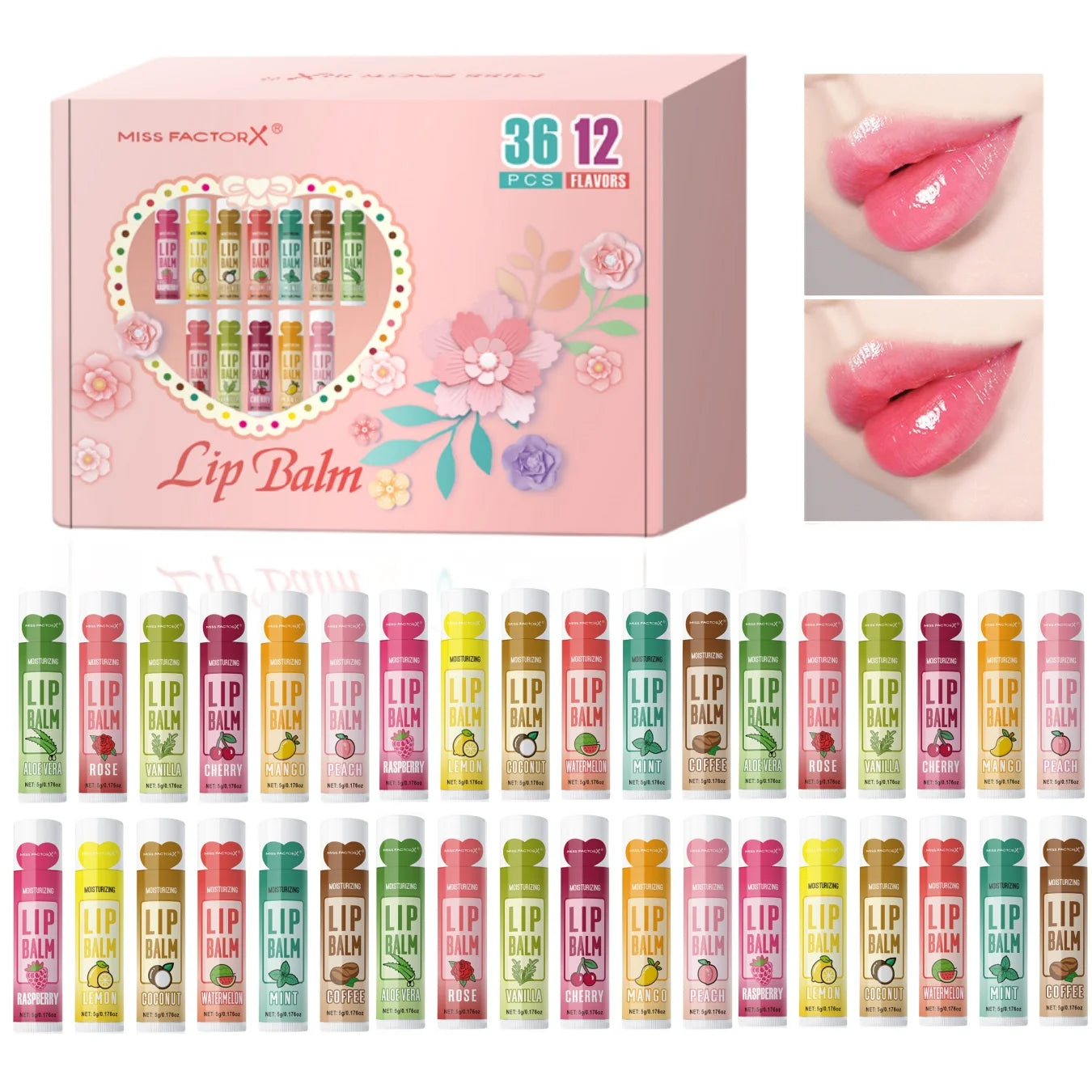 36PCS Moisturizing Lip Balm Set – Hydrating & Brightening for Soft, Smooth Lips