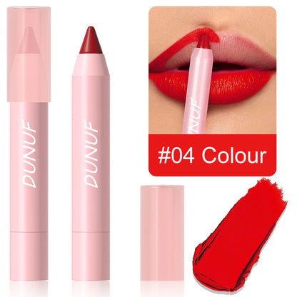 18-Color Waterproof Lipstick Pencil – Matte, Long-Lasting & Non-Stick Cup