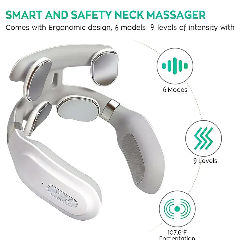 4D Shoulder Neck  Vibration Massager – Deep Tissue Vibration & Hot Compress for Cervical Pain Relief