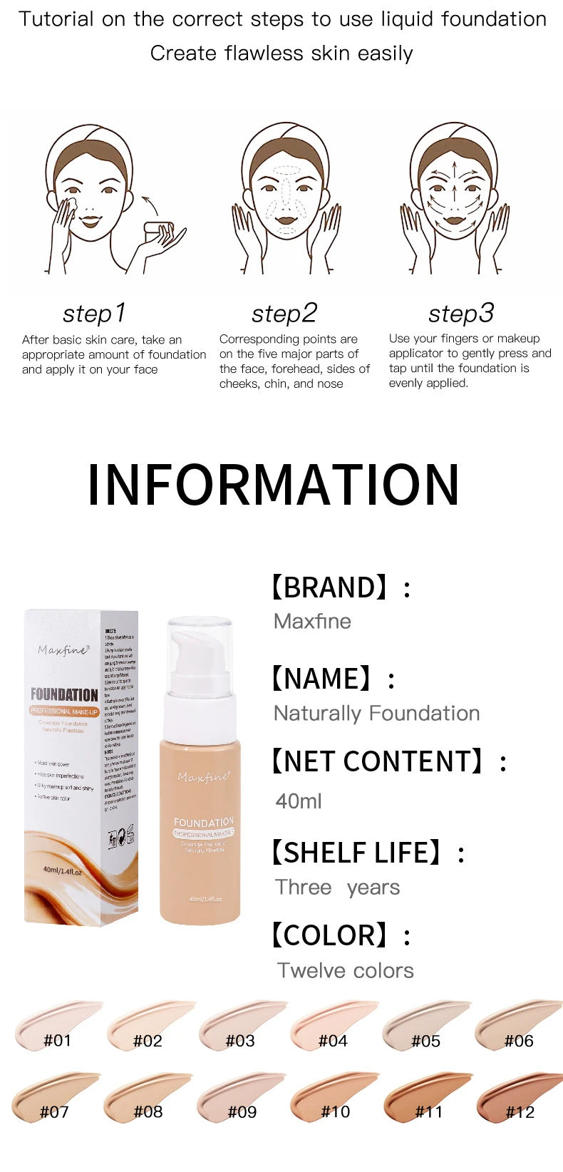 MAXFINE Liquid Foundation Effective Concealer