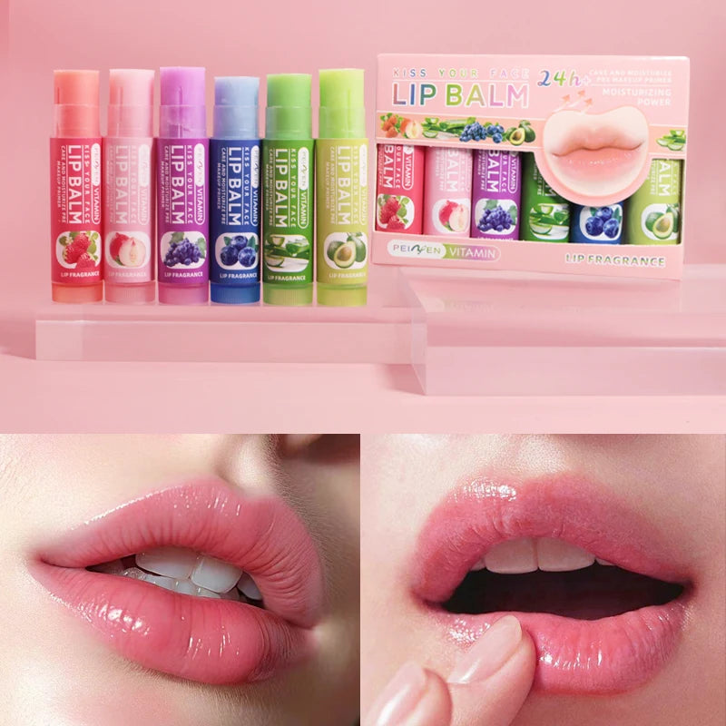 DNM 6PCS  Fruit-Flavored Lip Balm – Moisturizing & Daily Lip Care