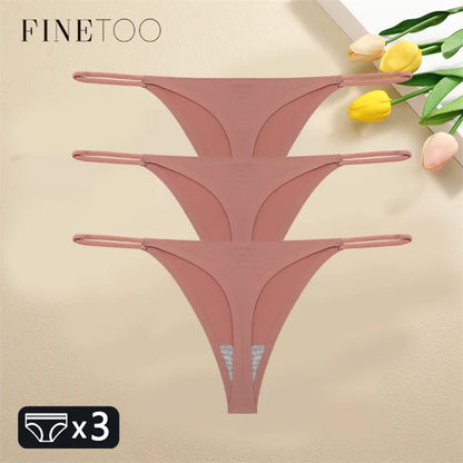 3PCS Set Seamless Thong Panty  – Sexy Low Waist Bikini Panty  for Women