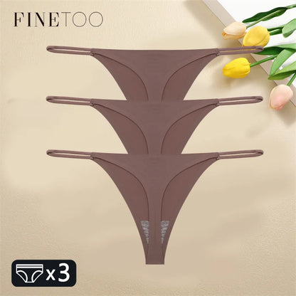 3PCS Set Seamless Thong Panty  – Sexy Low Waist Bikini Panty  for Women