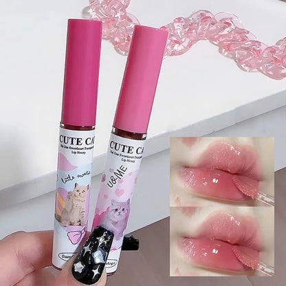 🐱 Cute Cat Mirror Lip Glaze 6pc Set – Vibrant Shades for Glossy, Hydrated Lips!