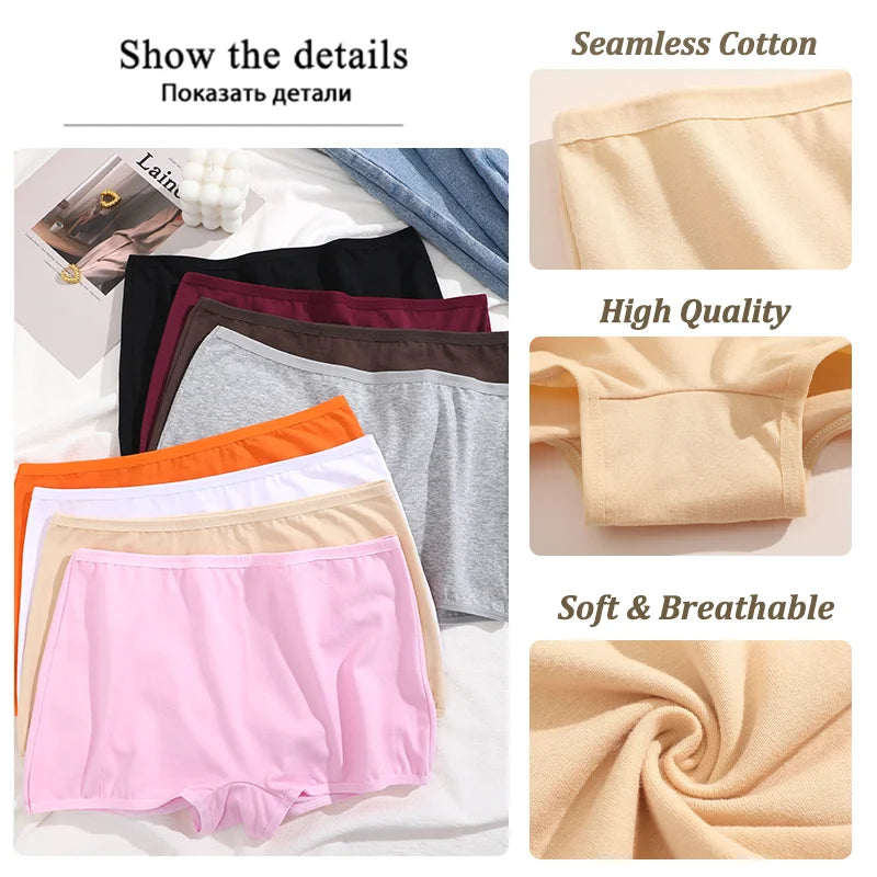 4PCS Women's Seamless Cotton Boxer Briefs Set  – Soft & Sporty Boyshort Panty Underwear XS-XL