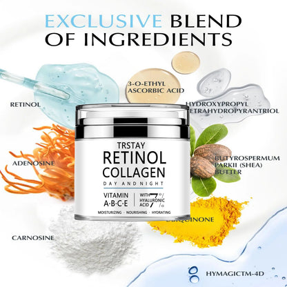 Retinol Collagen Moisturizer – Hydrating Day & Night Cream with Vitamin B, C, E & 7% Hyaluronic Acid