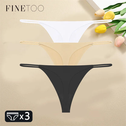 3PCS Set Seamless Thong Panty  – Sexy Low Waist Bikini Panty  for Women