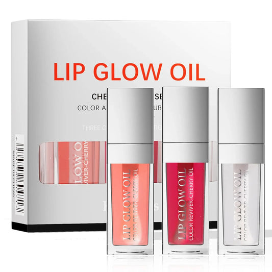 Crystal Jelly Lip Gloss Oil 3pc Set – Hydrating,  Plumping & Glossy Perfection