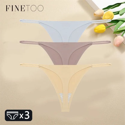 3PCS Set Seamless Thong Panty  – Sexy Low Waist Bikini Panty  for Women