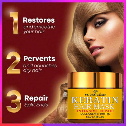 Keratin. Collagen & Biotin Hair Mask  – Deep Repair & Nourishment for Dry, Damaged Hair