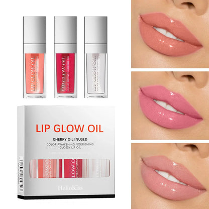 Crystal Jelly Lip Gloss Oil 3pc Set – Hydrating,  Plumping & Glossy Perfection