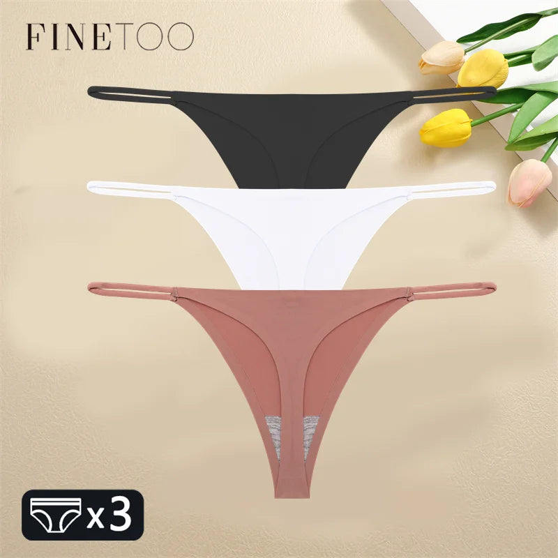 3PCS Set Seamless Thong Panty  – Sexy Low Waist Bikini Panty  for Women