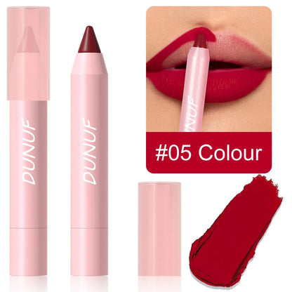 18-Color Waterproof Lipstick Pencil – Matte, Long-Lasting & Non-Stick Cup