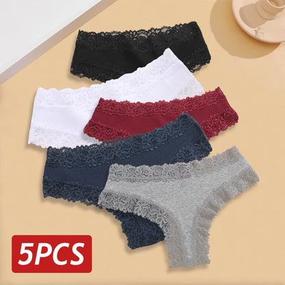 5Pcs Set Plus Size Brazilian Lace Panty – Soft, Breathable & Stylish