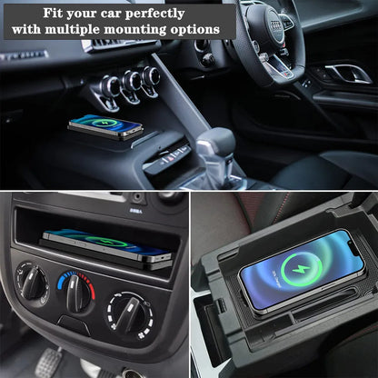 Fast Wireless Car Charger Pad for iPhone 16-12 & Samsung S24/S23 Series