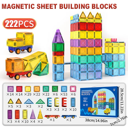 Magnet Building Tiles Construction Set,  Clear Magnetic 3D Blocks Construction Playboards