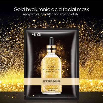 10pcs 24K Gold Hyaluronic Acid Face Mask