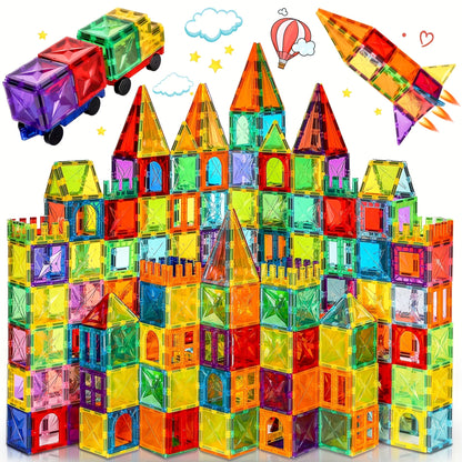 Magnet Building Tiles Construction Set,  Clear Magnetic 3D Blocks Construction Playboards