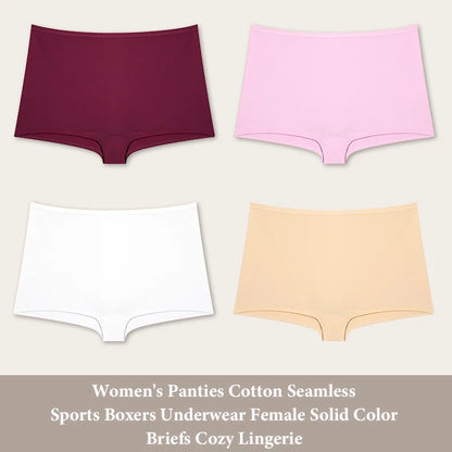 4PCS Women's Seamless Cotton Boxer Briefs Set  – Soft & Sporty Boyshort Panty Underwear XS-XL