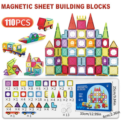 Magnet Building Tiles Construction Set,  Clear Magnetic 3D Blocks Construction Playboards